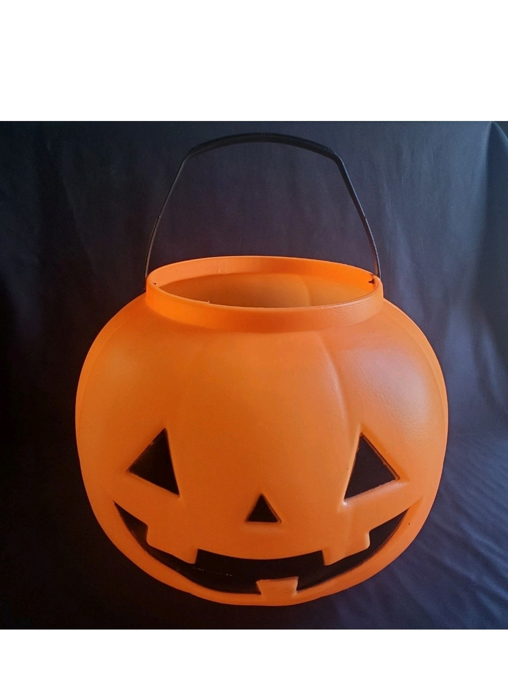 Jumbo Extra Large Pumpkin Jack-O-Lantern Blow Mold Candy Bucket 14in Made In USA